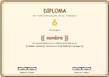 Diploma de participación en torneo